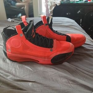 Vibrant Red and Black High-Top Sneakers